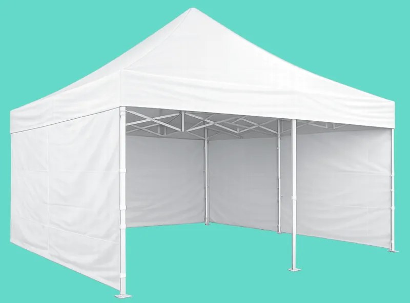 Cort pliabil 5×5 m – aluminiu hexagon profi, Alb