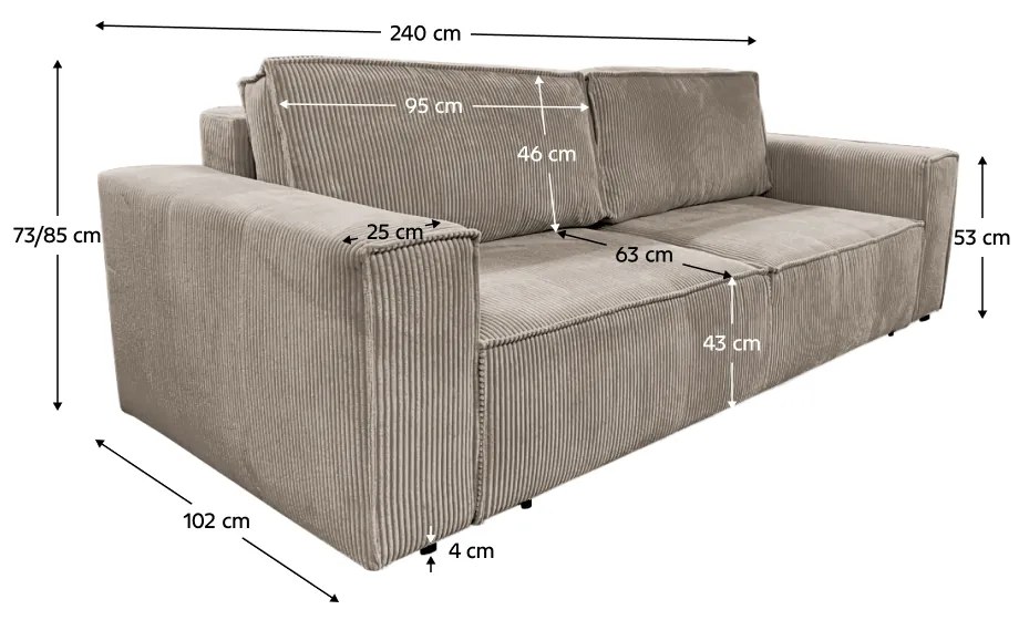 Canapea extensibila, bej, HARPERA BIG SOFA