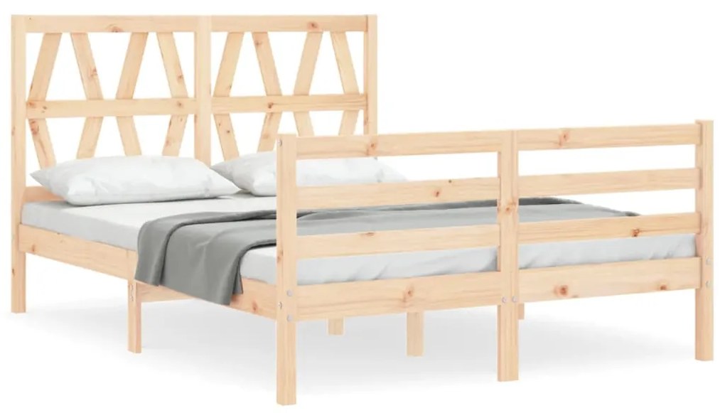 3194346 vidaXL Cadru de pat cu tăblie, dublu mic, lemn masiv