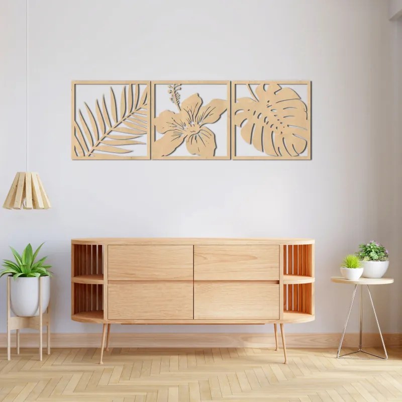 SENTOP | Imaginea frunze de palmier, flori de hibiscus, frunze de monstera - NOTURAL