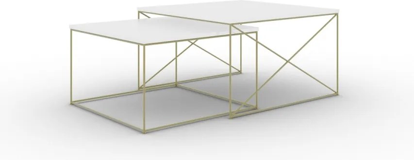 Set masute de cafea, Licco, ADRK Furniture (Culoare: Auriu / Alb)