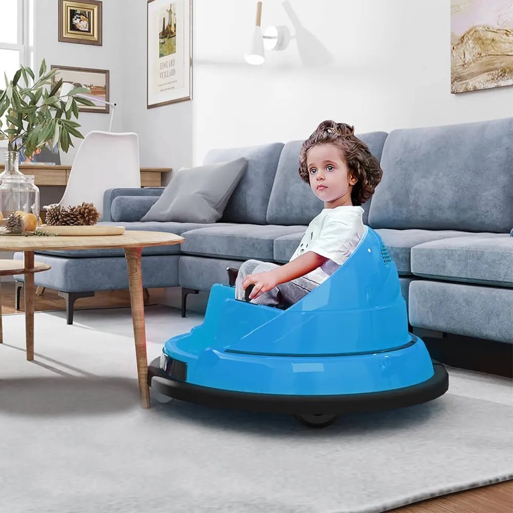 Dodgem electric pentru copii, 6V, cu baterie si telecomanda, albastru