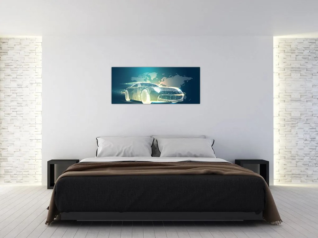 Tablou - Mașină din forme geometrice (120x50 cm)