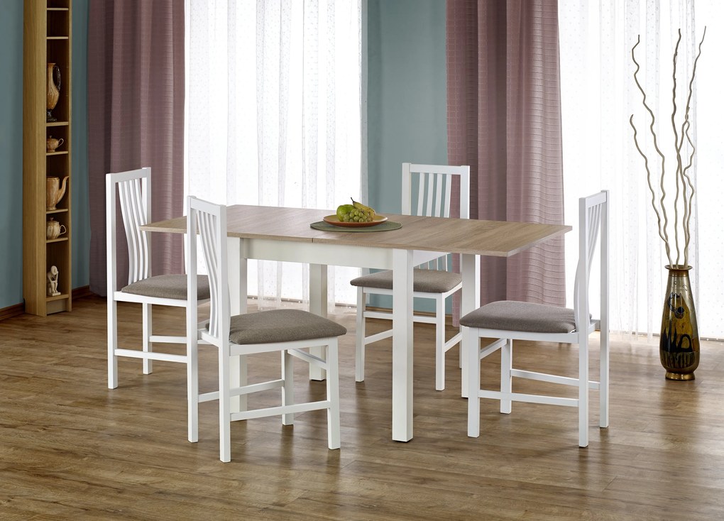 Masă de sufragerie Deedee (stejar sonoma + alb) (pentru 4 până la 6 persoane). 770748