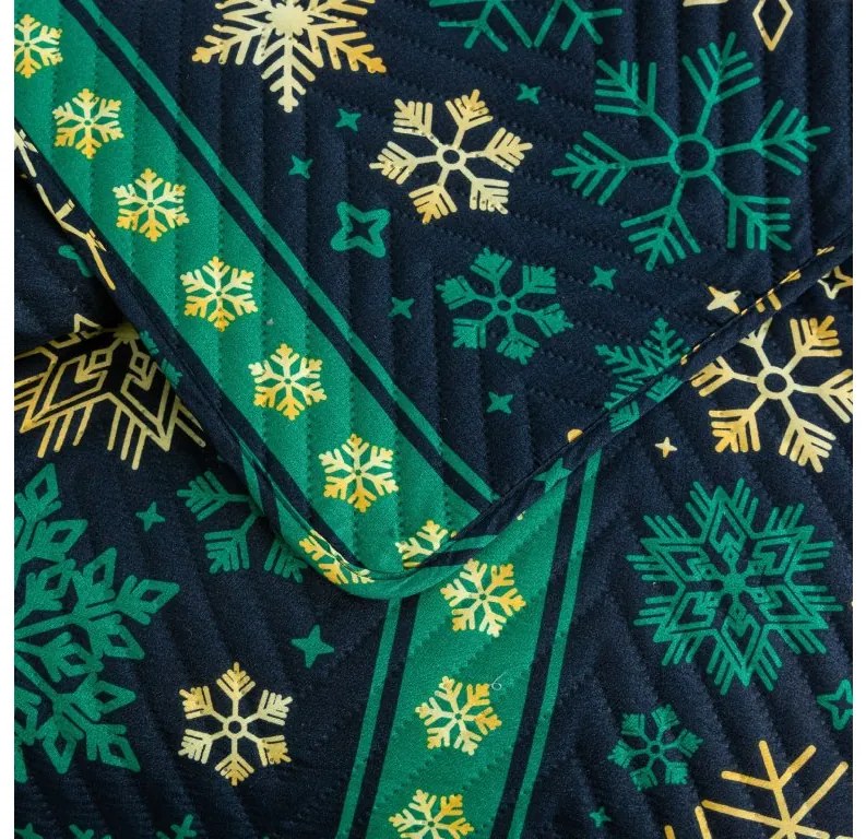 Cuvertura de pat SNOWFLAKES verde-albastru Dimensiune: 200 x 220 cm