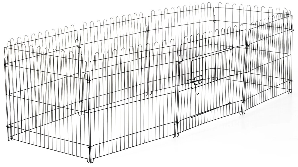 PawHut Țarc pentru Animale Mici, Cușcă Modulară din Oțel pentru Câini, Pisici, Pui, 158x61 cm, Negru | Aosom Romania