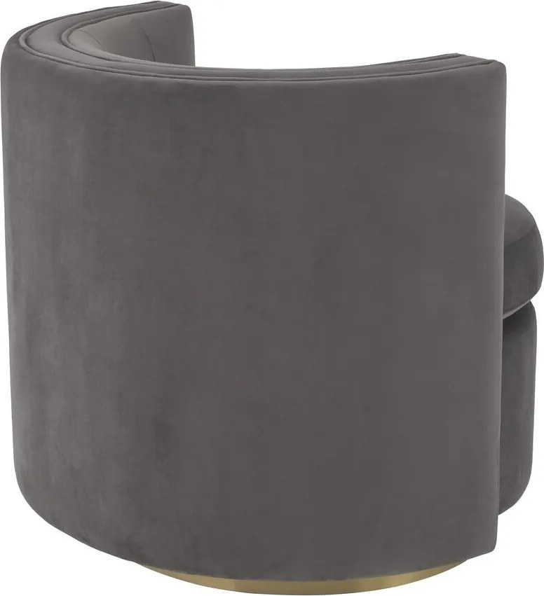 Fotoliu pivotant design elegant Amanda, catifea gri 115148 HZ