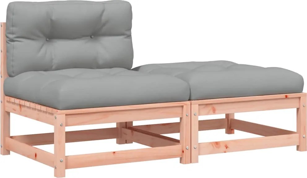 vidaXL Canapea de grădină fără cotiere, cu perne și taburet