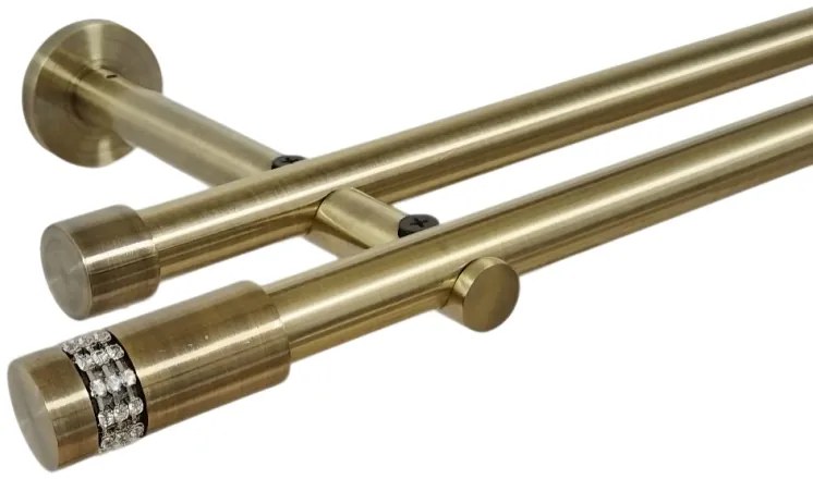 Galerie dubla picior universal fara inele prindere perete xantos 19/19 mm aur antic (Alege marime: 180 cm)
