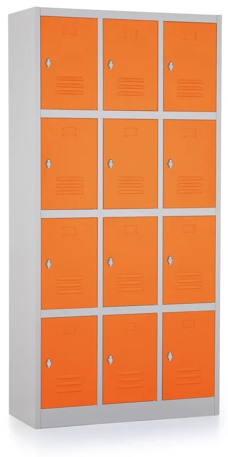 Dulap metalic - 12 cutii, 90 x 40 x 185 cm, twist lock, portocaliu - ral 2004