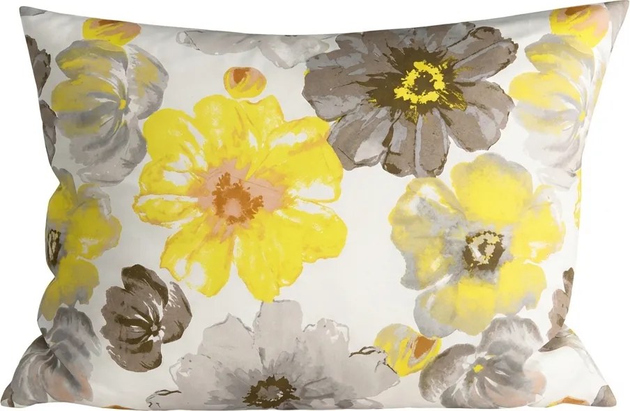 Set 2 bucati fete de perna decorative din microfibra FEONELLE 50x70 cm, galben-gri