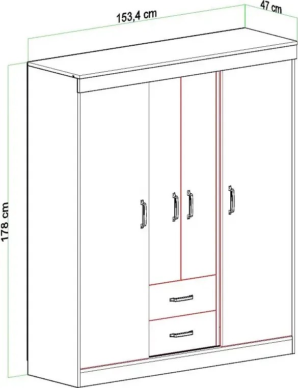 Dulap Homs 4 usi, 2 sertare alb, SD084-017749