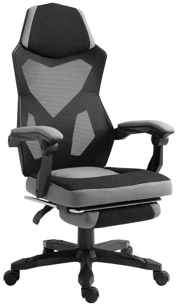 Vinsetto Scaun de Birou Ergonomic Reclinabil cu Suport Picioare Retractabil, Gri | Aosom Romania