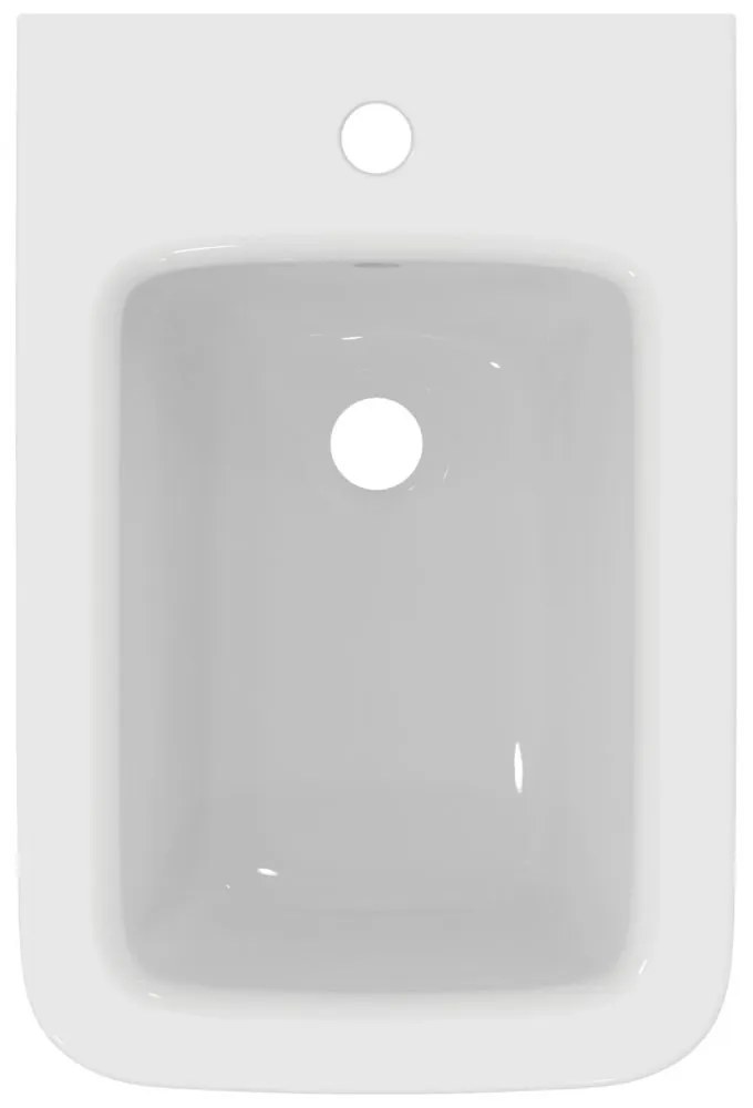 Bideu suspendat, 360x540 mm, cu preaplin, orificiu pentru baterie, alb
