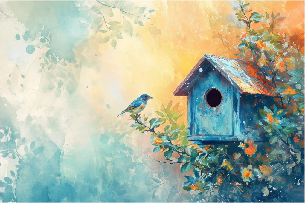 Tablou - Birdhouse, acuarelă, acuarelă (90x60 cm)