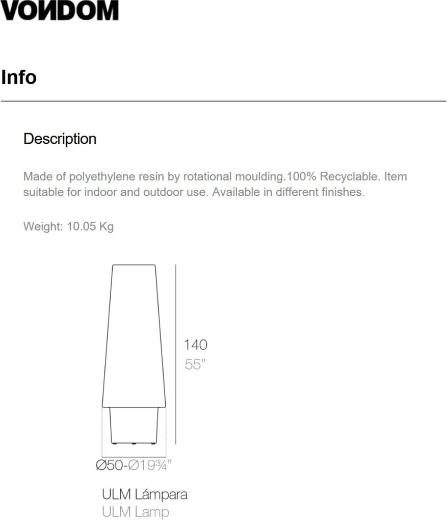 CORP DE ILUMINAT LED DECORATIV ULM LAMP VONDOM