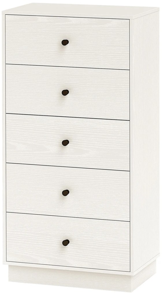 HOMCOM Comoda 5 sertare, mobilier de depozitare inalt si ingust, stil modern pentru camera de zi, living - 47x29x95cm, alb | Aosom Romania
