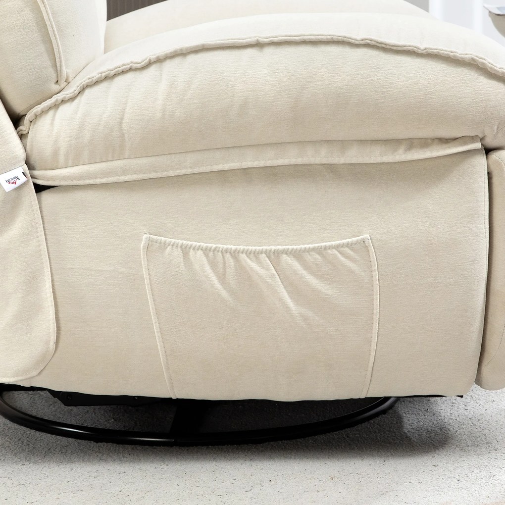 HOMCOM Scaun de relaxare, reglabil, 104x100x102cm / 164x76cm, Alb cremos | Aosom Romania