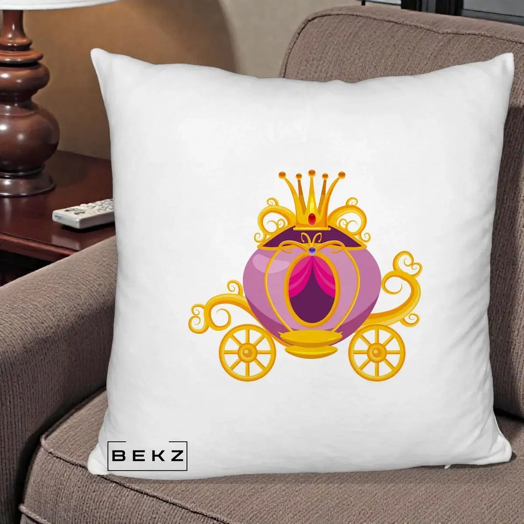Perna Decorativa Trasura Regala Aurie, 40x40 cm, Alb Pufos, Husa Detasabila, Perna Inclusa, BEKZ®