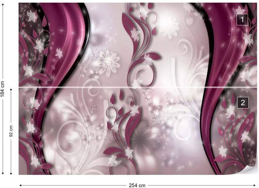 GLIX Fototapet - Luxury Floral Design Pink Vliesová tapeta  - 254x184 cm
