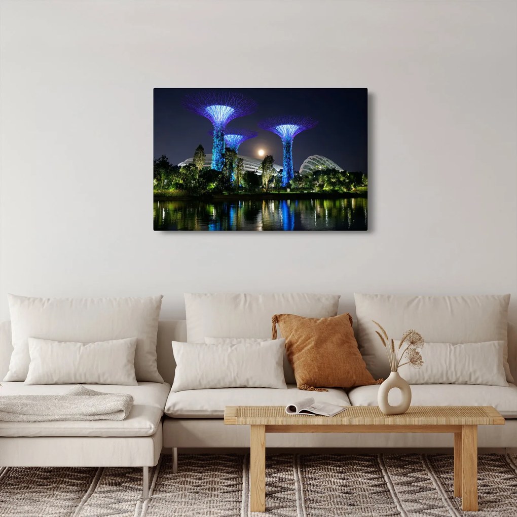 Tablou cu lună plină în grădinile din Singapur (90x60 cm)