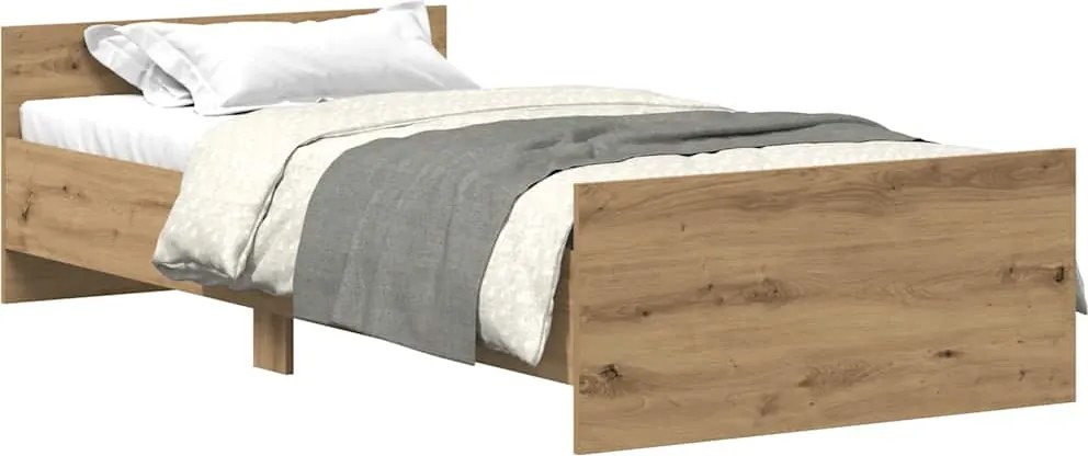 vidaXL Cadru de pat fără saltea Stejar Artisan 75x190cm Lemn prelucrat