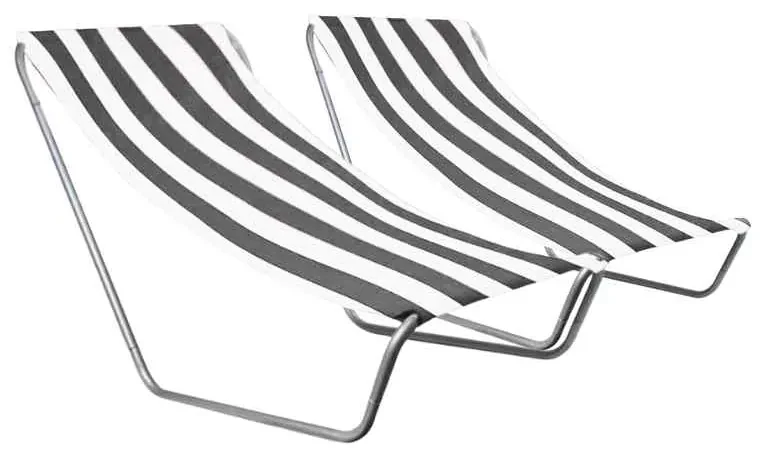 Set de 2 sezlonguri pliante pentru plaja SAND, dungi gri inchis
