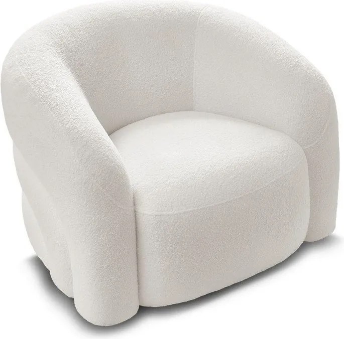 Fotoliu alb pivotant cu tapițerie din țesătură bouclé Elina – Bobochic Paris