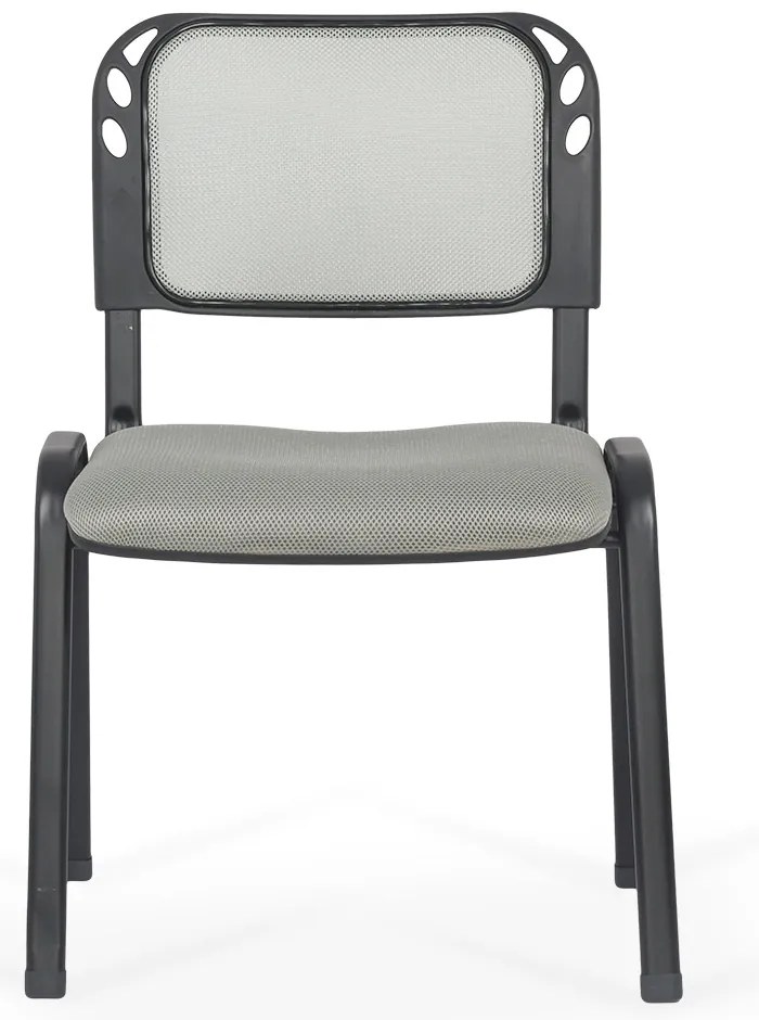 Scaun conferință gri cu șezut ergonomic buretat si spătar mesh ventilat și cadru metalic HRC 600