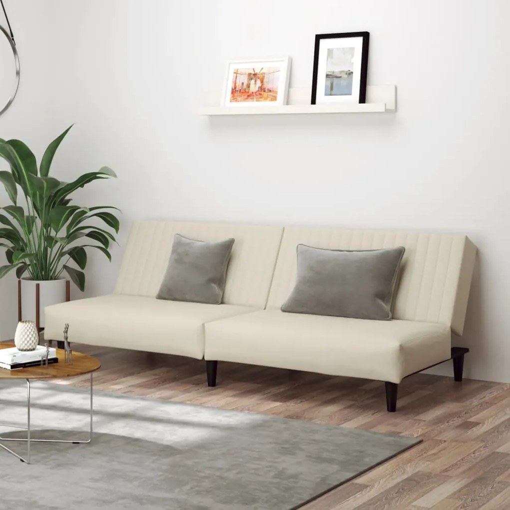 337648 vidaXL Canapea extensibilă cu 2 locuri, crem, catifea