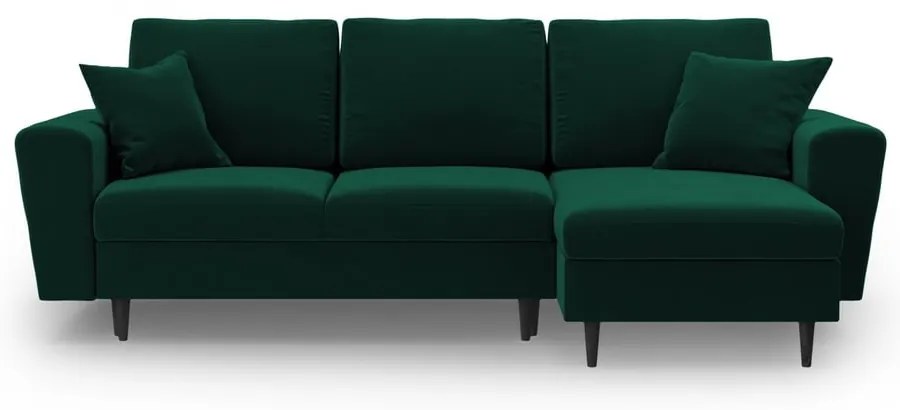 Colțar verde extensibil, cu spațiu de depozitare cu tapițerie din catifea Kyoto – Cosmopolitan Design