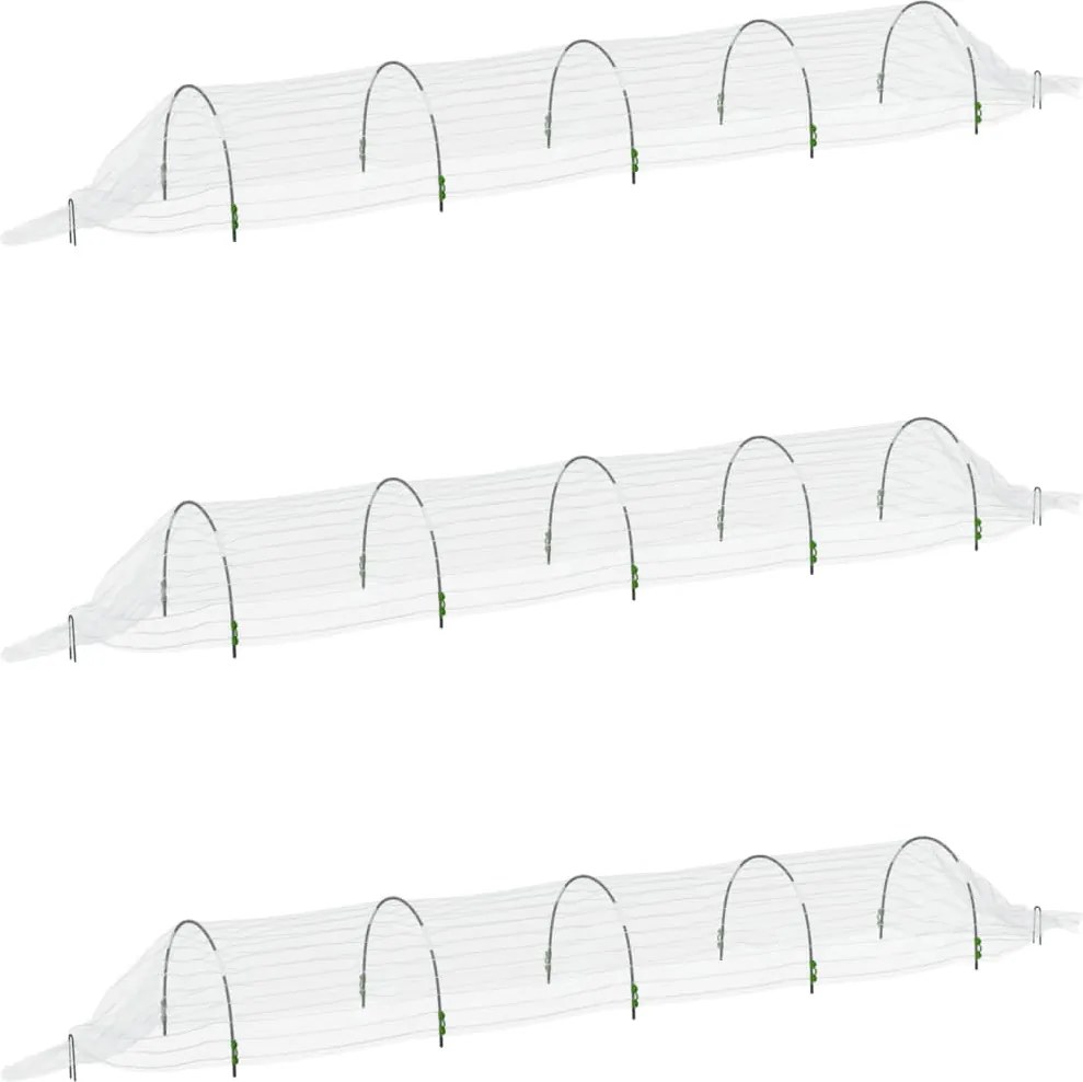 vidaXL Tuneluri din plasă, 3 buc., 1,5x5 m, fibră de sticlă și PP