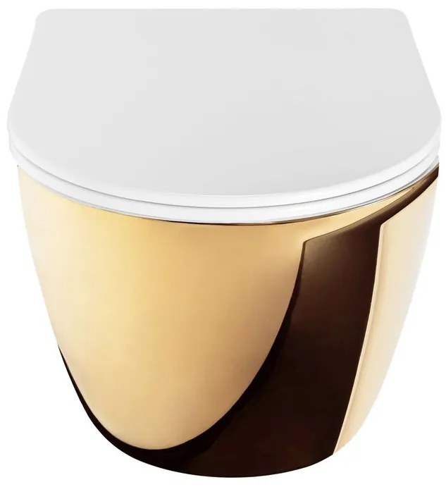 Vas WC suspendabil Rea Carlo Mini Tornado NF alb auriu