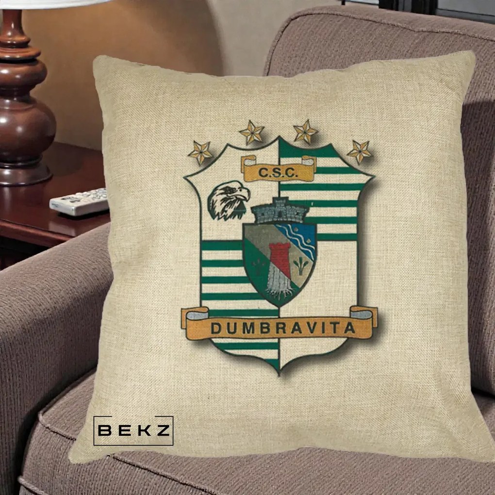 Perna Personalizata CSC Dumbravita Fotbal, 40x40 cm, Crem, Husa Detasabila, Perna Inclusa, BEKZ®
