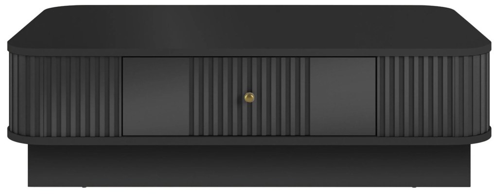 Masă de cafea cu sertar Vesper 103x60 cm pe soclu - negru / mâner auriu