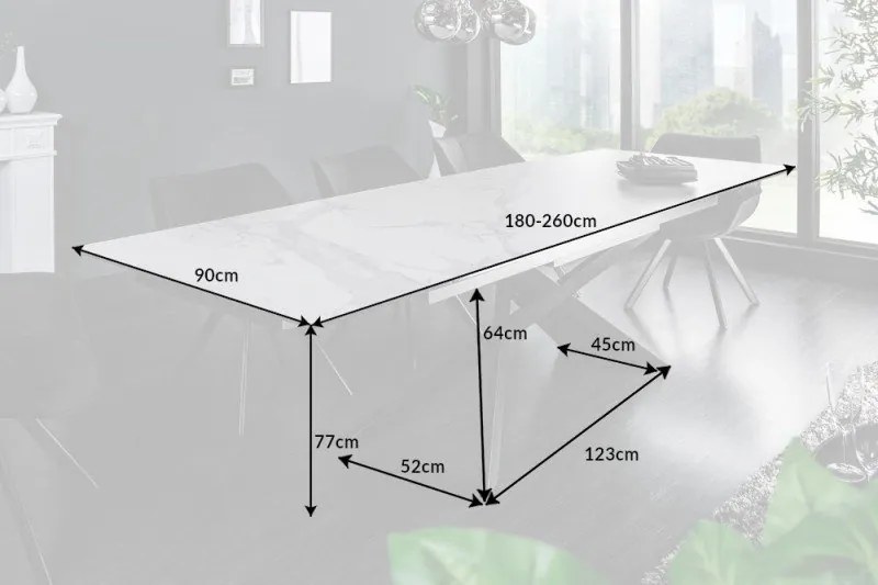 Masa extensibila moderna Euphoria 180-220-260cm, Marmor-Optik