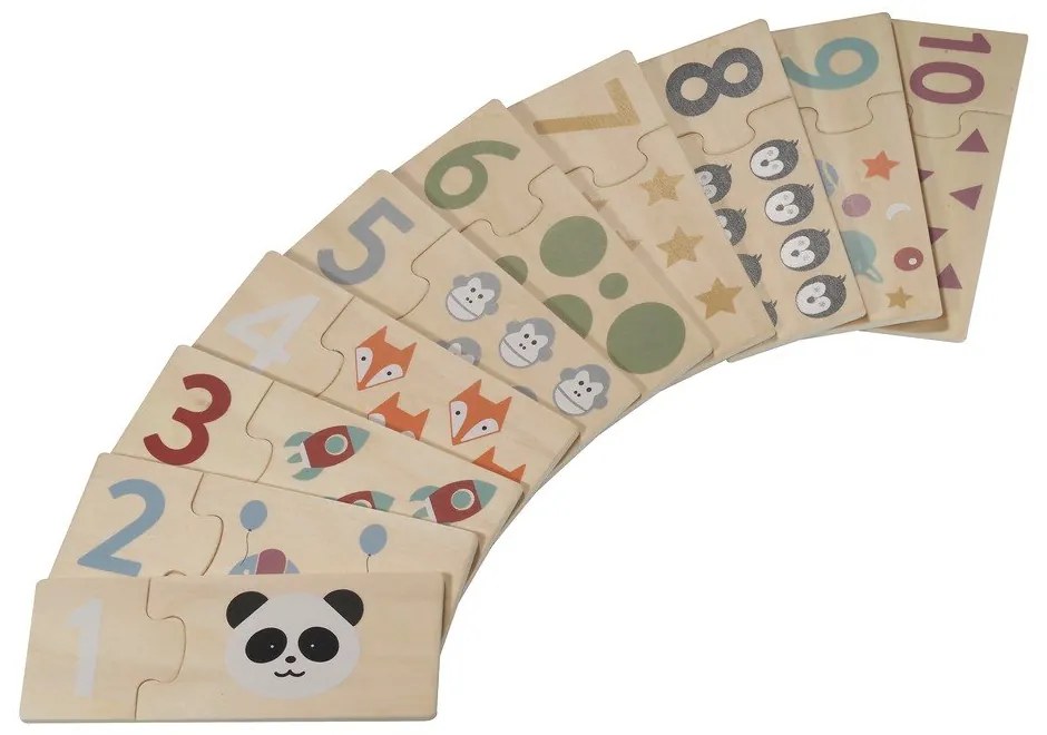 Puzzle (număr de piese 20) de copii din lemn Numbers – Kindsgut