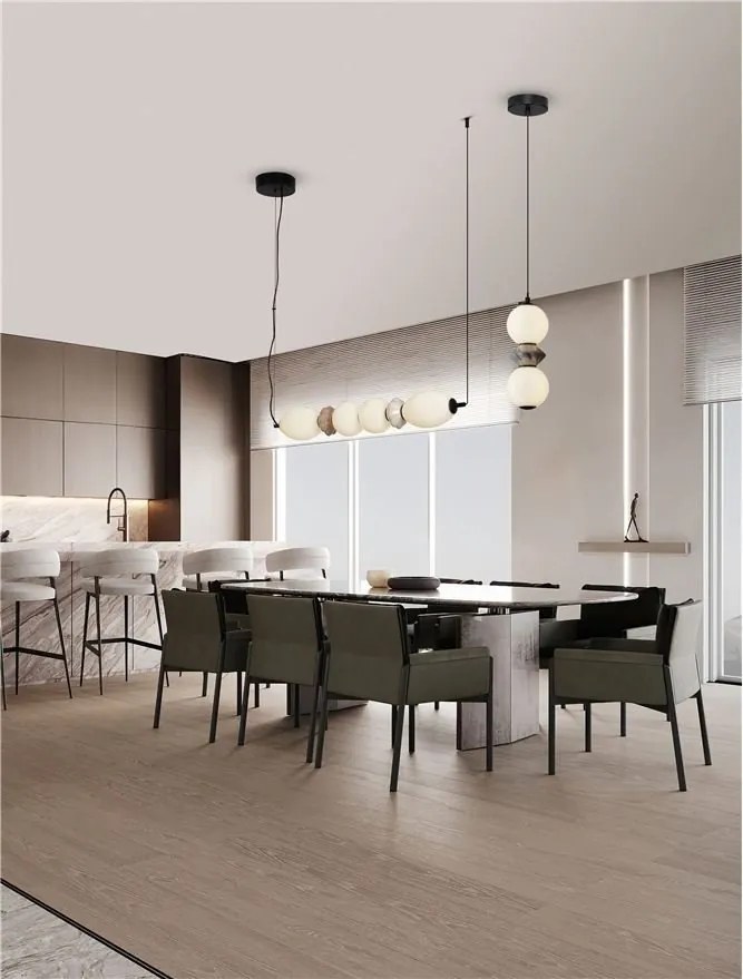 Pendul LED decorativ ceramic Gri, Alb, PALLINA