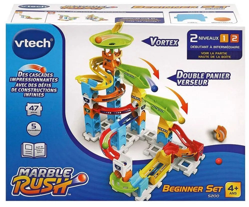Set de bile vtech marble rush marble run - beginner set circuit pistă cu rampe + 4 ani 47 piese