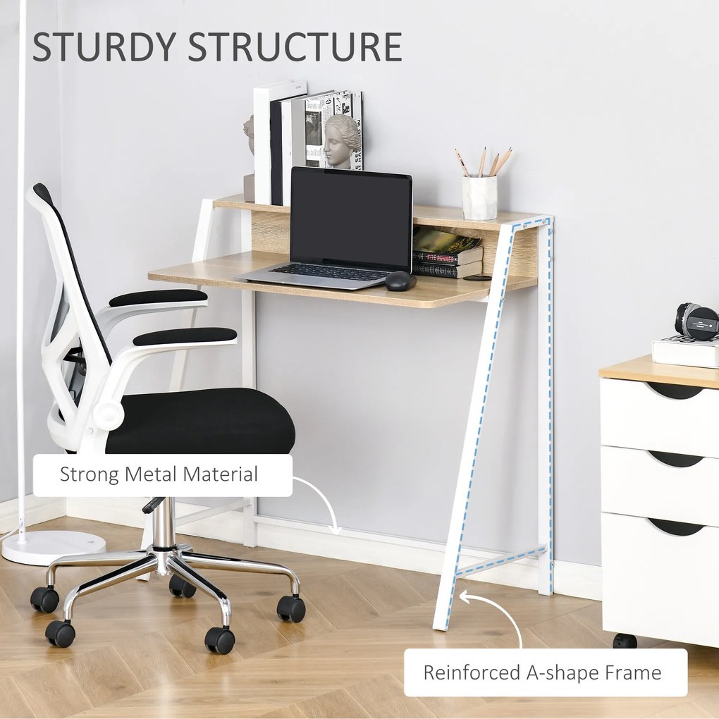 HOMCOM Birou de Camera, Mobilier Modern din Lemn si Metal 84x45x85cm, Alb | AOSOM.ro