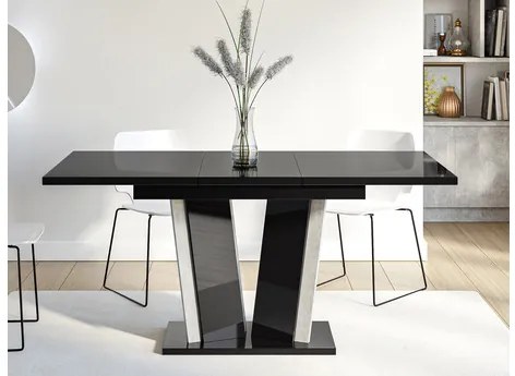 Masă sufragerie extensibilă Ledysa II (Stejar artisan + Negru) (pentru 2-6 persoane). 1105389
