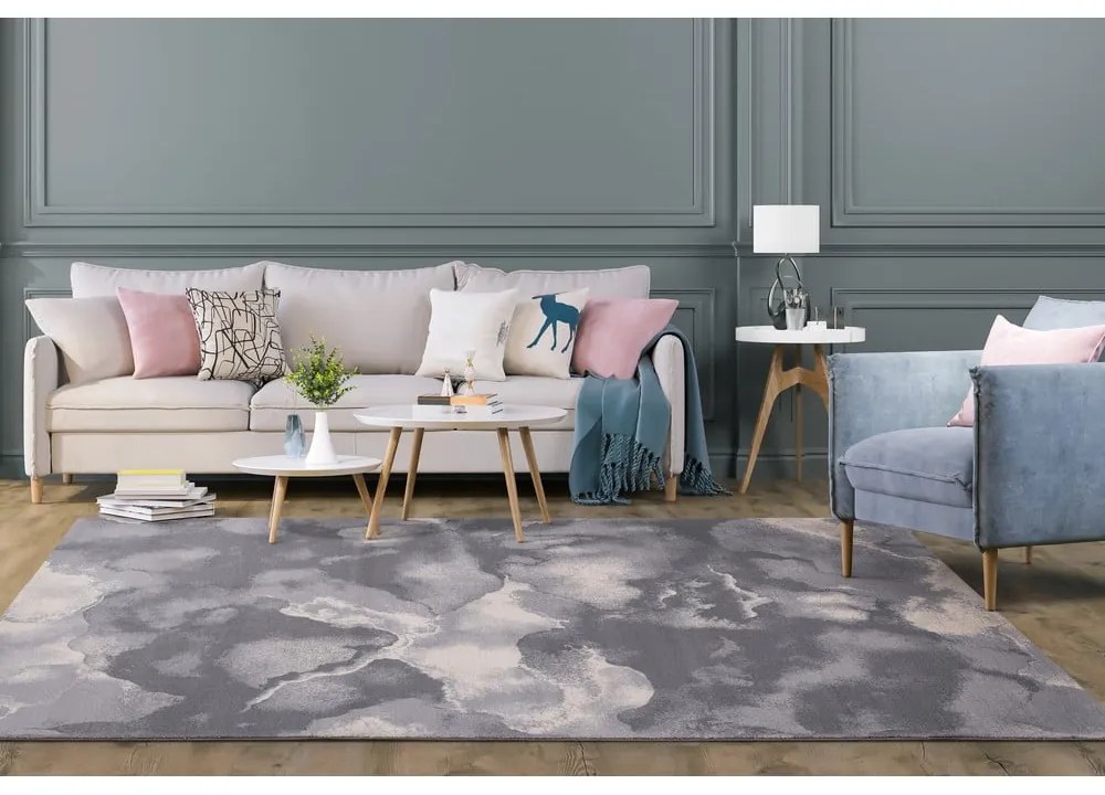 Covor gri din lână 133x180 cm Cirrus – Agnella