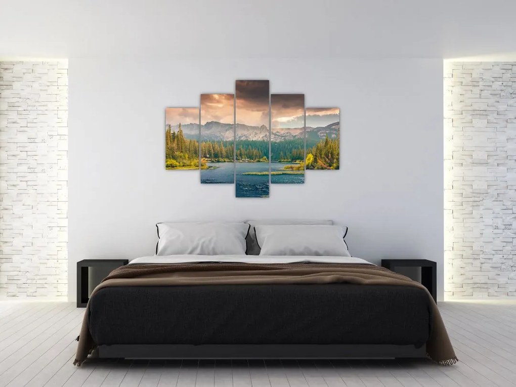Tablou cu râu montan și munți (150x105 cm)