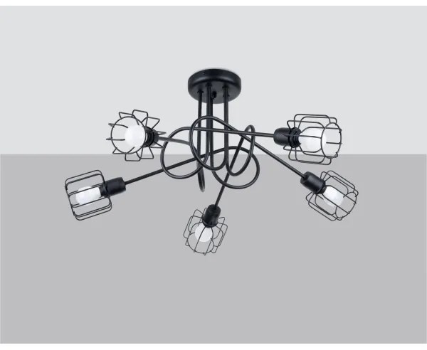 Lustră pe tijă BELUCI 5xE14/40W/230V neagră Sollux SL.1119