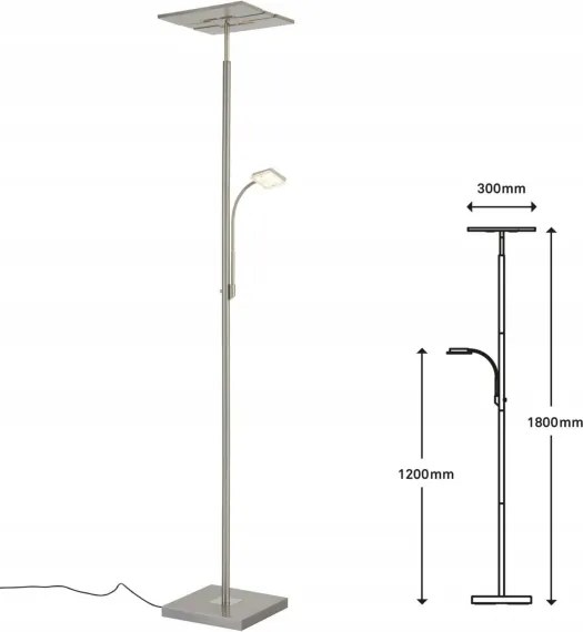 Briloner 1328-022 - lampă de podea LED dimerizabilă LED/21W/230V + LED/3,5W crom mat