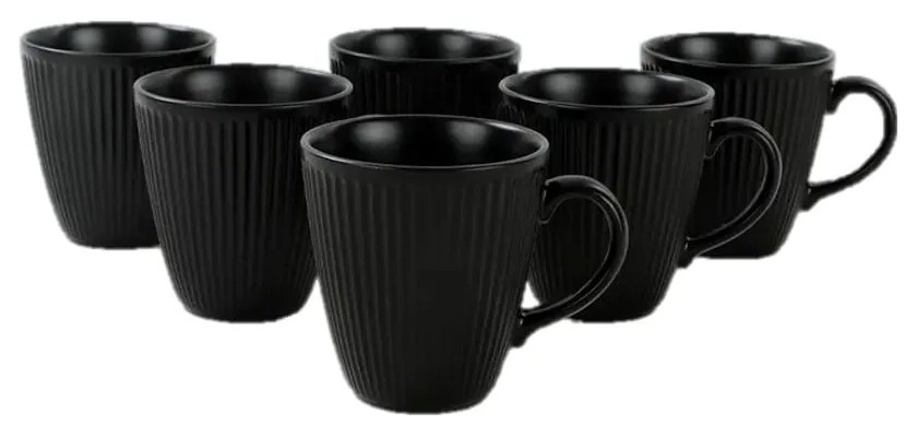 Căni negre 6 buc. din ceramică 0.3 l – Hermia