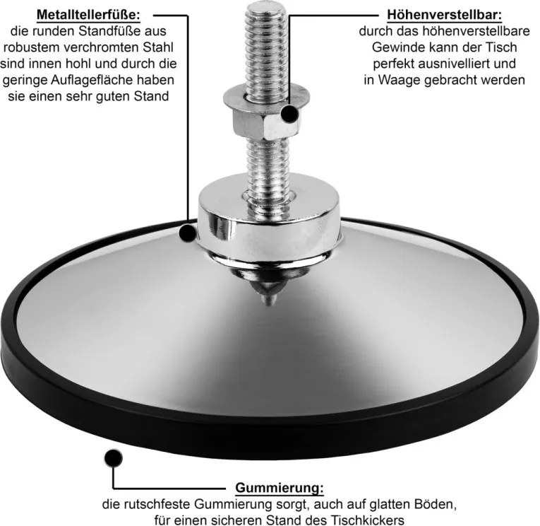 Masă de fotbal TUNIRO BASIC, 75 kg, albă-neagră