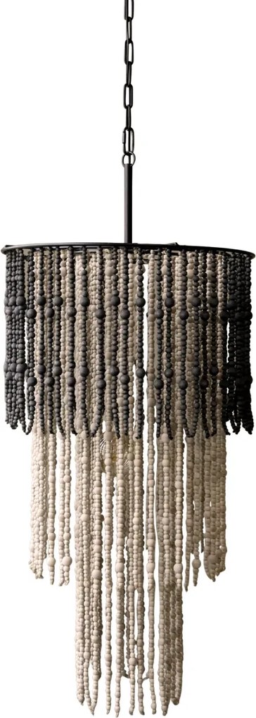 Candelabru din margele de lemn si sfoara de iuta, H90/D50cm