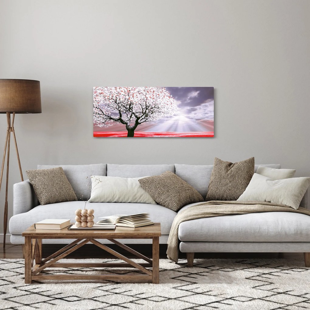 Tablou cu pomul roșu (120x50 cm)