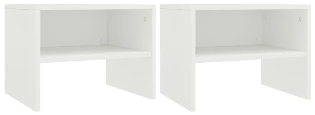 800064 vidaXL Noptiere, 2 buc., alb, 40x30x30 cm, lemn prelucrat